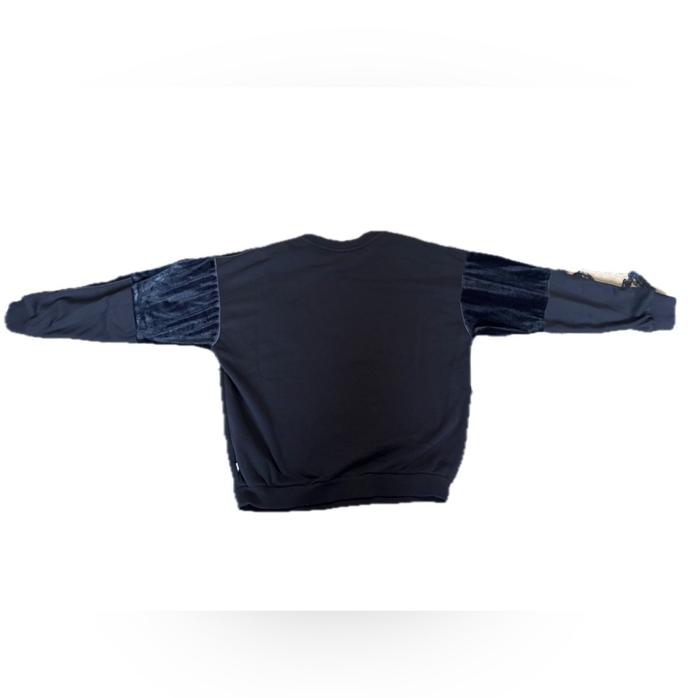 Adidas velvet detail Crewneck sweatshirt M Navy NWOT - Picture 2 of 7